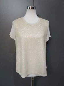 Louis and Mia Shirt Neu Creme Pailletten Vorne-Schulter A-Form Gr 38 Z10-43 - Bild 1 von 3