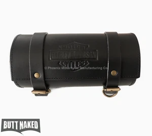 HARLEY DAVIDSON CYLINDRICAL TOOL ROLL - GENUINE BLACK LEATHER - UK SUPPLIED - Picture 1 of 5