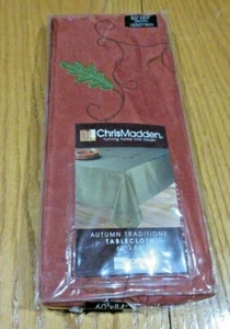 Chris MaddeN TABLECLOTH 60"84" OBLONG AUTUMN TRADITIONS EMBROIDERED SHIMMER NEW - Picture 1 of 6