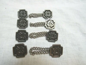 Vintage 4 Sets Chained Maltese Cross Buttons Pewter Color Metal for Uniforms? - Picture 1 of 7
