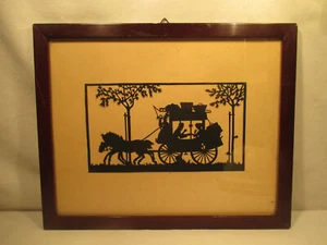 Art Nouveau Papier Découpé Silhouette Post Diligence - Foto 1 di 12