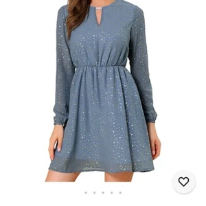 Abito da donna Allegra K taglia L Choker V svasato metallo lucido stella in blu - Foto 1 di 9