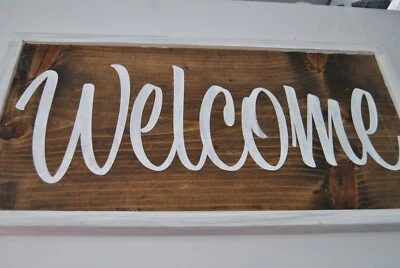 Handmade Welcome  Wooden Sign - Image 1 of 4
