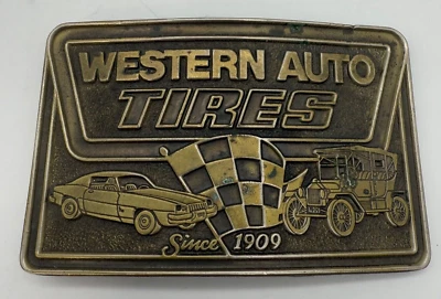 Lewis Hebillas Hombres Western Auto Neumáticos Desde 1909 Hebilla de Cinturón Latón Foto 1 de 4