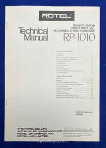 Tocadiscos original Rotel RP-1010 manual técnico - Imagen 1 de 1