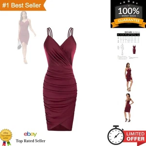 Chic Spaghetti Strap V-Neck Cocktail Dress for Women - Wedding Guest Essential - Picture 1 of 8
