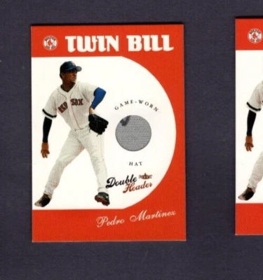 2003 FLEER DOUBLE HEADER TWIN BILL GAME HAT/CAP PEDRO MARTINEZ W/MARKER WRITING - Image 1 of 2