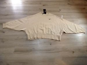 Nike Cropped Sweatshirt Womens M Oversized Pullover Crew Neck Embroidered NWT - Picture 1 of 14
