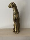 Decorative Sitting gold Cheetah Statue, Hunting Cat Sculpture 