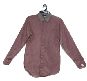 Dee Cee Mens Medium Red Striped Shirt Classic Fit Cotton - Picture 1 of 7