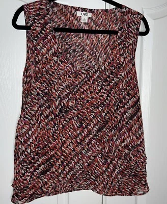 Top Cato Mujer XL Multicolor Sin Mangas Volantes Capa Patrón Fluido Informal Boho Foto 1 de 4