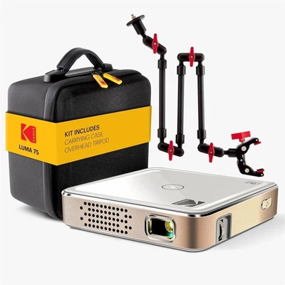 Kodak Luma 75 Ultra Mini Projector Bundle with Overhead Tripod & Case (White) - Image 1 of 4