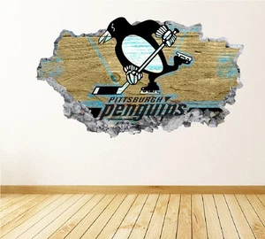 Pittsburgh Penguins Wall Art 3D Decal Hockey Wall Decor Print Vinyl Sticker - Picture 1 of 3