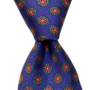 Corbata ajustada de seda para hombre Brooks Brothers diseñador de EE. UU. geométrica azul/rosa usada en excelente estado - Imagen 1 de 3