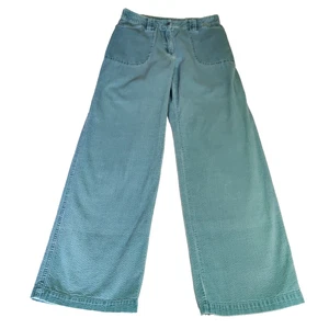 J JIll Corduroy Pants Women's 6 Teal Green Wide Leg 100% Cotton Mid Rise Coastal - Picture 1 of 15