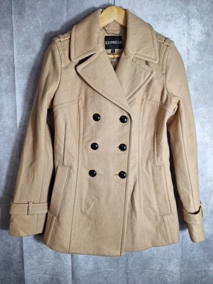 Chaquetón Y2K Express Camel Bronceado Mezcla Lana Doble Pecho Mujer Talla M Marinero Trabajo Foto 1 de 4