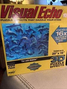 NEW SEALED Hobbico Visual Echo 3D Puzzle “FUN WITH DOLPHINS” 500 Pieces 20”x16” - Picture 1 of 10