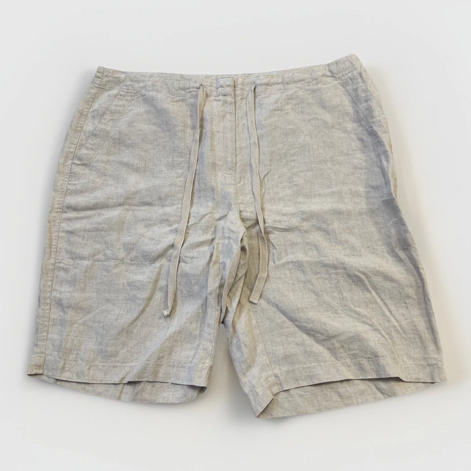 Eileen Fisher Shorts Womens Large Beige Linen Pull On Relaxed Fit Summer Casual - Image 1 of 4