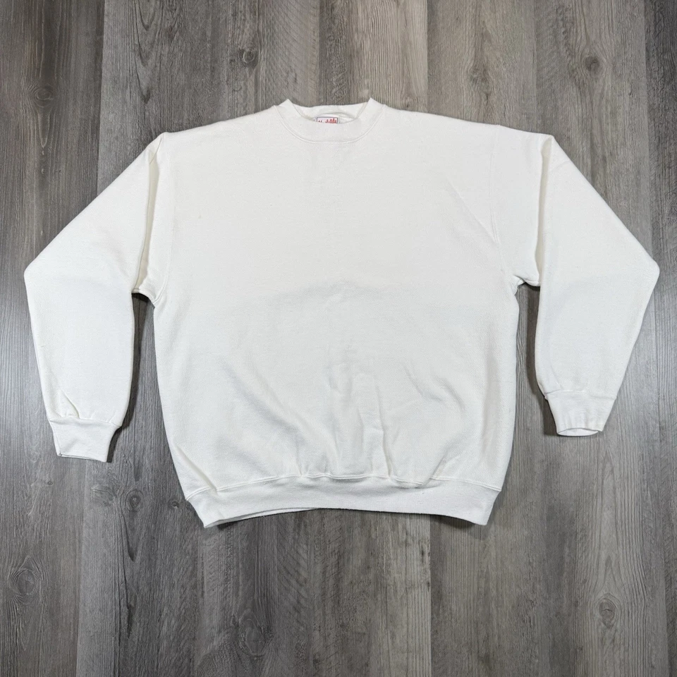 Vintage 80s Absolutely Active White Blank Crewneck Sweatshirt Men’s M/L USA - Image 1 of 4