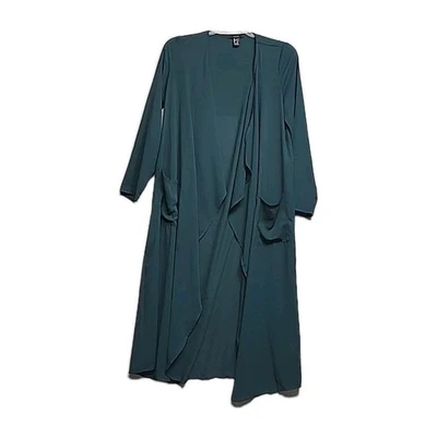 forever 21 Trendy Whimsigoth sheer open front duster with pockets Sz M  50"L Y2K - Image 1 of 4