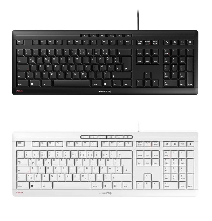 CHERRY STREAM Keyboard PC Tastatur USB abriebfest ergonomisch LED Tasten Büro - Bild 1 von 2
