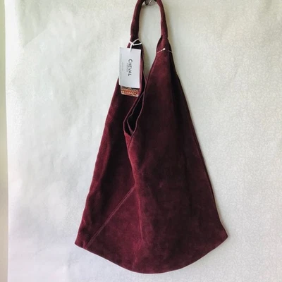 CHEVAL Firenze  Suede Genuine Leather Hobo Bag w Pouch   Wine  Made In Italy - Image 1 of 4