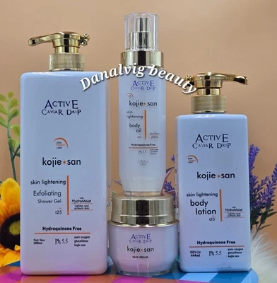 4pcs. ACTIVE Caviar Kojie San  Lotion,Shower Gel. OIL, FACE CREAM. 💯 Organic  - Image 1 of 2