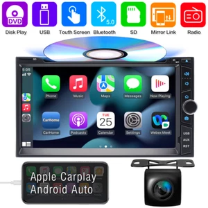 7" GPS Navi Head Unit Double Din Car Stereo DVD CD Player Bluetooth Radio+Camera - Picture 1 of 12