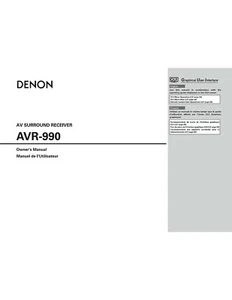 Denon AVR-990 Receiver Amplifier Owners Manual - Picture 1 of 1