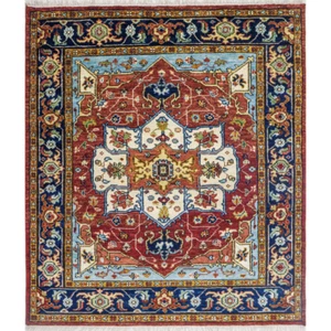 Hand Knotted, Area Rug - cinnabar/navy - Picture 1 of 3