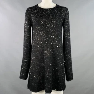 COMME des GARCONS PLUS FW19 Runway Größe L Schwarz Pailletten Langer Pullover - Bild 1 von 10