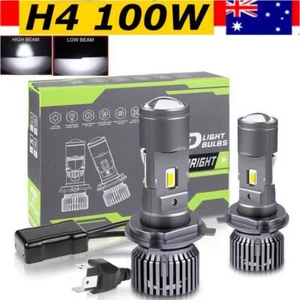 2X H4 9003 100W Bi-LED Projector Lens Globe Bulbs Headlight Hi/Low Beam Retrofit - Picture 1 of 16