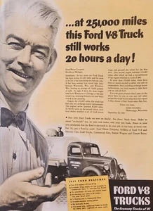 1940 Ford V8 Truck Vintage Ad Works 20 Hours a Day - Picture 1 of 1