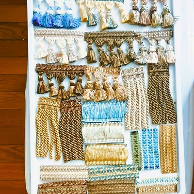 Piezas de proyecto de artesanía de borlas y flecos. 42 piezas surtidos azul dorado beige Foto 1 de 4