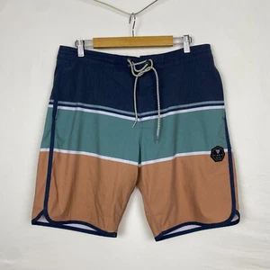 Vissla Board Shorts Mens Size 34 Surf Swim Trunks Green Gray Brown Beach - Imagen 1 de 5