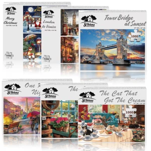 Rompecabezas de alta calidad 1000 dobles 500 piezas inc póster gato hito Navidad - Imagen 1 de 17