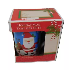 Holiday Mug Tasse Des Fetes Santa Claus and Reindeer Coffee Mug 12oz. New Open B - Picture 1 of 14