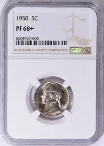 1950 Jefferson Nickel Proof NGC PR68+ Plus Graded Coin with a POP of 8!!! - Picture 1 of 2