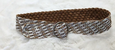 Cinturón de Cuero Express Ancho Campesino Boho Hippie Blanco Astilla Hebilla Redonda Talla S/M Foto 1 de 4