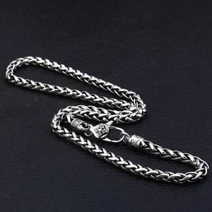 Solid 925 Sterling Silver Mens Heavy Tibetan Braided Chain Necklace 55cm - Picture 1 of 10