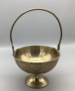 Vintage Wingate Brass A. Maleck Co. Footed Basket With Handle - Picture 1 of 11