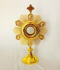 Monstrance Brass Gold Plated Relic Ostensorium Church Chapel Altar Gift USRS03