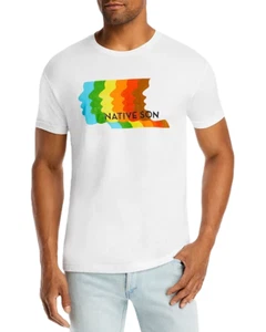 CAMISETA NUEVA NIÑO PELIGROSA BLANCA GRÁFICA NATIVA HIJO ARCO IRIS TALLA S - Imagen 1 de 2