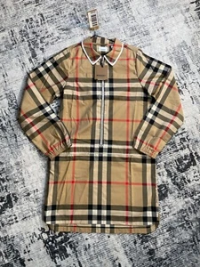Burberry Teen Girl Childrens Half-Zip Check Dress - Biege Age 14 Years RRP £340 - Picture 1 of 6