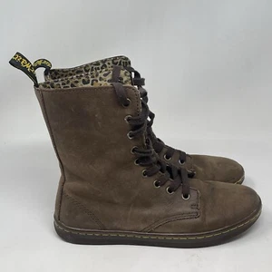 Dr. Martens Stratford Combat Boots Womens 7 Brown Leather 9 Eye Preppy Docs - Picture 1 of 17
