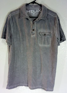 Helix Mens Button Up Short Sleeve Shirt Gray Rockwall with Pocket Size XL - Picture 1 of 8