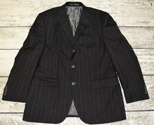 Pierre Cardin Mens Blazer Black Striped Suit Classic Jacket 100% Virgin Wool - Picture 1 of 11