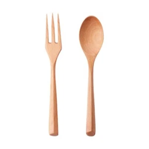 Wood Spoon Fork Travel Dinnerware Portable Tableware Cutlery Sets 2 Pieces - Picture 1 of 6