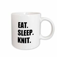 3dRose Eat Sleep Knit - gifts for knitting enthusiast knitters - black text Mug