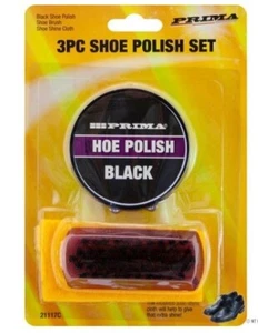 Shoe polish set–Black Polish, shine cloth Brush Set for Leather Boots & Sneakers - Picture 1 of 1